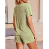 image:imageEkouaer Womens Ribbed Knit Lounge Set Short Sleeve Top and Shorts Sleepwear Pajama Set Two Piece Shorts Outfits SetMoss Green