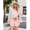 image:imageEkouaer Womens Ribbed Knit Lounge Set Short Sleeve Top and Shorts Sleepwear Pajama Set Two Piece Shorts Outfits SetPink