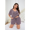 image:imageEkouaer Womens Ribbed Knit Lounge Set Short Sleeve Top and Shorts Sleepwear Pajama Set Two Piece Shorts Outfits SetPurple