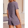 image:imageEkouaer Womens Ribbed Knit Lounge Set Short Sleeve Top and Shorts Sleepwear Pajama Set Two Piece Shorts Outfits SetPurple