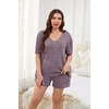 image:imageEkouaer Womens Ribbed Knit Lounge Set Short Sleeve Top and Shorts Sleepwear Pajama Set Two Piece Shorts Outfits SetPurple