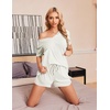 image:imageEkouaer Womens Ribbed Knit Lounge Set Short Sleeve Top and Shorts Sleepwear Pajama Set Two Piece Shorts Outfits SetWhite