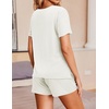 image:imageEkouaer Womens Ribbed Knit Lounge Set Short Sleeve Top and Shorts Sleepwear Pajama Set Two Piece Shorts Outfits SetWhite