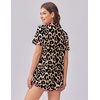 image:imageEkouaer Womens Silk Satin Pajama Set Print Short Sleeve Sleepwear Button Down Pjs Shorts Set LoungewearAbrown Leopard 2