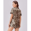 image:imageEkouaer Womens Silk Satin Pajama Set Print Short Sleeve Sleepwear Button Down Pjs Shorts Set LoungewearAbrown Leopard