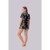 image:imageEkouaer Womens Silk Satin Pajama Set Print Short Sleeve Sleepwear Button Down Pjs Shorts Set LoungewearBlack Leopard