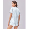 image:imageEkouaer Womens Silk Satin Pajama Set Print Short Sleeve Sleepwear Button Down Pjs Shorts Set LoungewearBlue Leopard