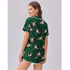 image:imageEkouaer Womens Silk Satin Pajama Set Print Short Sleeve Sleepwear Button Down Pjs Shorts Set LoungewearChristmas Deer