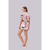 image:imageEkouaer Womens Silk Satin Pajama Set Print Short Sleeve Sleepwear Button Down Pjs Shorts Set LoungewearFlower and Leopard