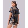 image:imageEkouaer Womens Silk Satin Pajama Set Print Short Sleeve Sleepwear Button Down Pjs Shorts Set LoungewearGrey Cow