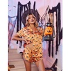 image:imageEkouaer Womens Silk Satin Pajama Set Print Short Sleeve Sleepwear Button Down Pjs Shorts Set LoungewearHalloween Skull