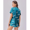 image:imageEkouaer Womens Silk Satin Pajama Set Print Short Sleeve Sleepwear Button Down Pjs Shorts Set LoungewearLeopard