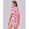 image:imageEkouaer Womens Silk Satin Pajama Set Print Short Sleeve Sleepwear Button Down Pjs Shorts Set LoungewearLip Heart