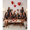 image:imageEkouaer Womens Silk Satin Pajama Set Print Short Sleeve Sleepwear Button Down Pjs Shorts Set LoungewearPink Love Heart