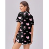 image:imageEkouaer Womens Silk Satin Pajama Set Print Short Sleeve Sleepwear Button Down Pjs Shorts Set LoungewearPink Love Heart