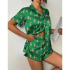 image:imageEkouaer Womens Silk Satin Pajama Set Print Short Sleeve Sleepwear Button Down Pjs Shorts Set LoungewearTiger