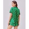 image:imageEkouaer Womens Silk Satin Pajama Set Print Short Sleeve Sleepwear Button Down Pjs Shorts Set LoungewearTiger