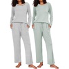 image:imageEkouaer 2 Pack Womens Pajama Sets Long Sleeve Pjs Lounge Set Soft Comfy Sleepwear Winter LoungewearBlack StripeLight Green