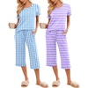 Blue Plaid/Purple Stripe
