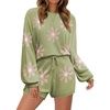 image:imageEkouaer Knit Pajamas Set for Women Lounge Wear Sets Long Sleeve Sweatsuit Matching 2 Piece Outfits Casual Sweater Sets SXXLFloral Green
