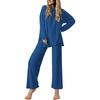 image:imageEkouaer Lounge Sets for Women Long Sleeve Pajamas 2026 Loungewear Soft Comfy Pjs Two Piece Travel Outfits SetDark Blue