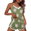 image:imageEkouaer Pajama Sets for Women Lingerie Sleepwear 2 Piece Cami Split Short Set V Neck Lace PjsFloral Green