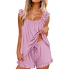 image:imageEkouaer Pajama for Women Set 2 Piece Ruffle Pjs Soft Tank Top and Shorts Sleepwear Set Bridal Pajama Set for WomenLight Purple