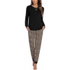 image:imageEkouaer Pajamas For Women Comfy Long Sleeve Jogger Set Lounge Pjs Set With PocketsBlack Leopard