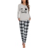 image:imageEkouaer Pajamas For Women Comfy Long Sleeve Jogger Set Lounge Pjs Set With PocketsGrey Plaid