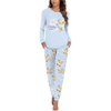 image:imageEkouaer Pajamas For Women Comfy Long Sleeve Jogger Set Lounge Pjs Set With PocketsTeddyblue