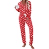 image:imageEkouaer Pajamas Set Long Sleeve Sleepwear Womens Button Down Nightwear Soft Pj Loungewear with PocketsChristmas Red With Santa Pattern
