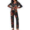 image:imageEkouaer Pajamas Womens Long Sleeve Sleepwear Soft Button Down Loungewear Pjs Lounge Set Nightwear XSXXLFloral Black