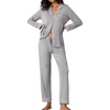 image:imageEkouaer Pajamas Womens Long Sleeve Sleepwear Soft Button Down Loungewear Pjs Lounge Set Nightwear XSXXLLight Grey