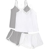 image:imageEkouaer Womens Pajama Sets Soft Cami Shorts Set 4 Piece Lingerie Sleepwear V Neck Pj Lace NightwearWhite  Grey