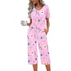 image:imageEkouaer Womens Pajama Sets Soft Cotton Pj Short Sleeve Top with Capri Pants Sleepwear 2 Piece Print LoungewearSXXLFlower Pink