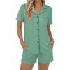 image:imageEkouaer Womens Pajamas Set Button Down Pjs Lounge Sets Short Sleeve Sleepwear Soft Loungewear NigthwearGreen