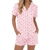 image:imageEkouaer Womens Pajamas Set Button Down Pjs Lounge Sets Short Sleeve Sleepwear Soft Loungewear NigthwearPink Cherry