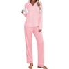image:imageEkouaer Womens Pajamas Sets 2 piece PJs V Neck Long Sleeve Sleepwear Comfy Pants Loungewear with PocketPink
