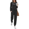 image:imageEkouaer Womens Pajamas Sets Velvet Long Sleeve Jogger Pjs Soft Sleepwear 2 Piece Lounge Sets Casual TracksuitsBlack
