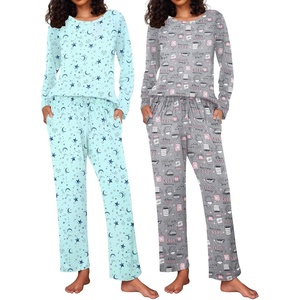 image:imageEkouaer 2 Pack Womens Pajama Sets Long Sleeve Pjs Lounge Set Soft Comfy Sleepwear Winter LoungewearCoffee  Star Print