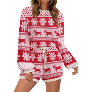 image:imageEkouaer Knit Pajamas Set for Women Lounge Wear Sets Long Sleeve Sweatsuit Matching 2 Piece Outfits Casual Sweater Sets SXXLChristmas White