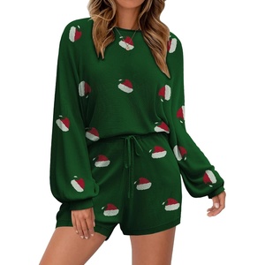 image:imageEkouaer Knit Pajamas Set for Women Lounge Wear Sets Long Sleeve Sweatsuit Matching 2 Piece Outfits Casual Sweater Sets SXXLGreen Santa Hat
