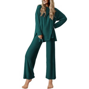 image:imageEkouaer Lounge Sets for Women Long Sleeve Pajamas 2026 Loungewear Soft Comfy Pjs Two Piece Travel Outfits SetGreen