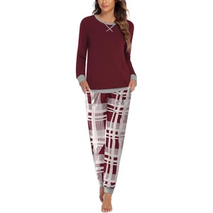 image:imageEkouaer Pajamas For Women Comfy Long Sleeve Jogger Set Lounge Pjs Set With PocketsClassic Wind Plaid