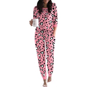 image:imageEkouaer Pajamas For Women Comfy Long Sleeve Jogger Set Lounge Pjs Set With PocketsPink Leopard