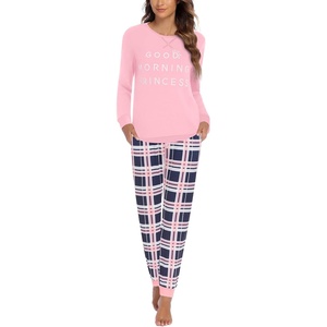 image:imageEkouaer Pajamas For Women Comfy Long Sleeve Jogger Set Lounge Pjs Set With PocketsPink Princess Plaid