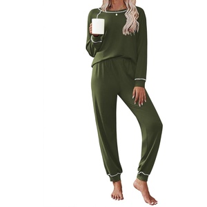 image:imageEkouaer Pajamas Set for Women Soft Comfy Pjs Sets Long Sleeve Sleepwear Loungewear SXXLArmy Green
