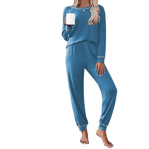 image:imageEkouaer Pajamas Set for Women Soft Comfy Pjs Sets Long Sleeve Sleepwear Loungewear SXXLBlue Green