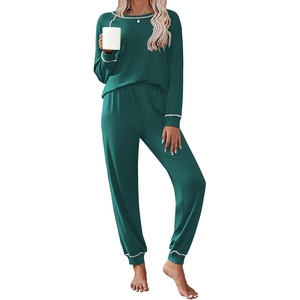 image:imageEkouaer Pajamas Set for Women Soft Comfy Pjs Sets Long Sleeve Sleepwear Loungewear SXXLDark Green