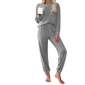 image:imageEkouaer Pajamas Set for Women Soft Comfy Pjs Sets Long Sleeve Sleepwear Loungewear SXXLFlower Gray